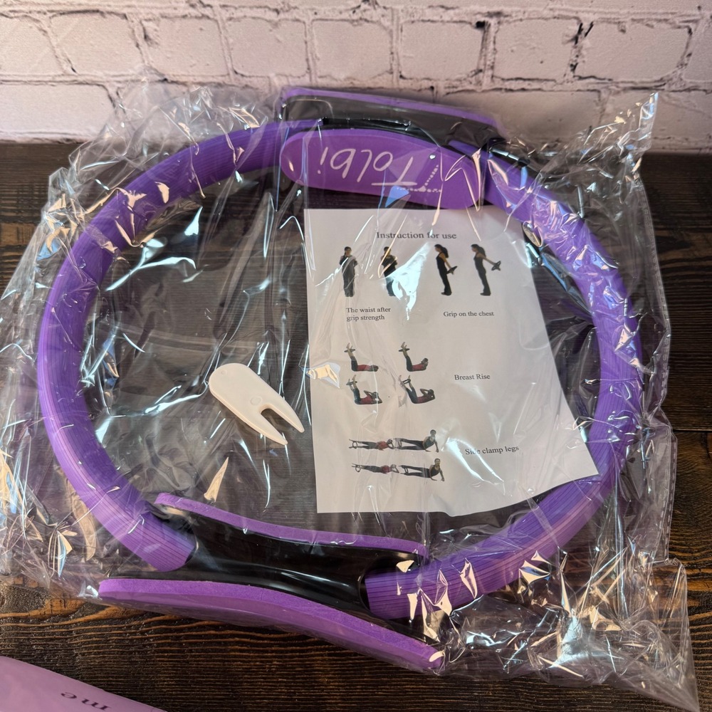 Tolbi Pilates Ring Set Women OS Purple NEW Home Gym Resistance Bands Ball Strap - Picture 6 of 7